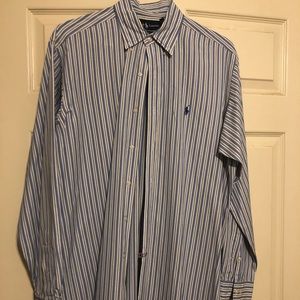 Blue white black stripe Ralph Lauren button down